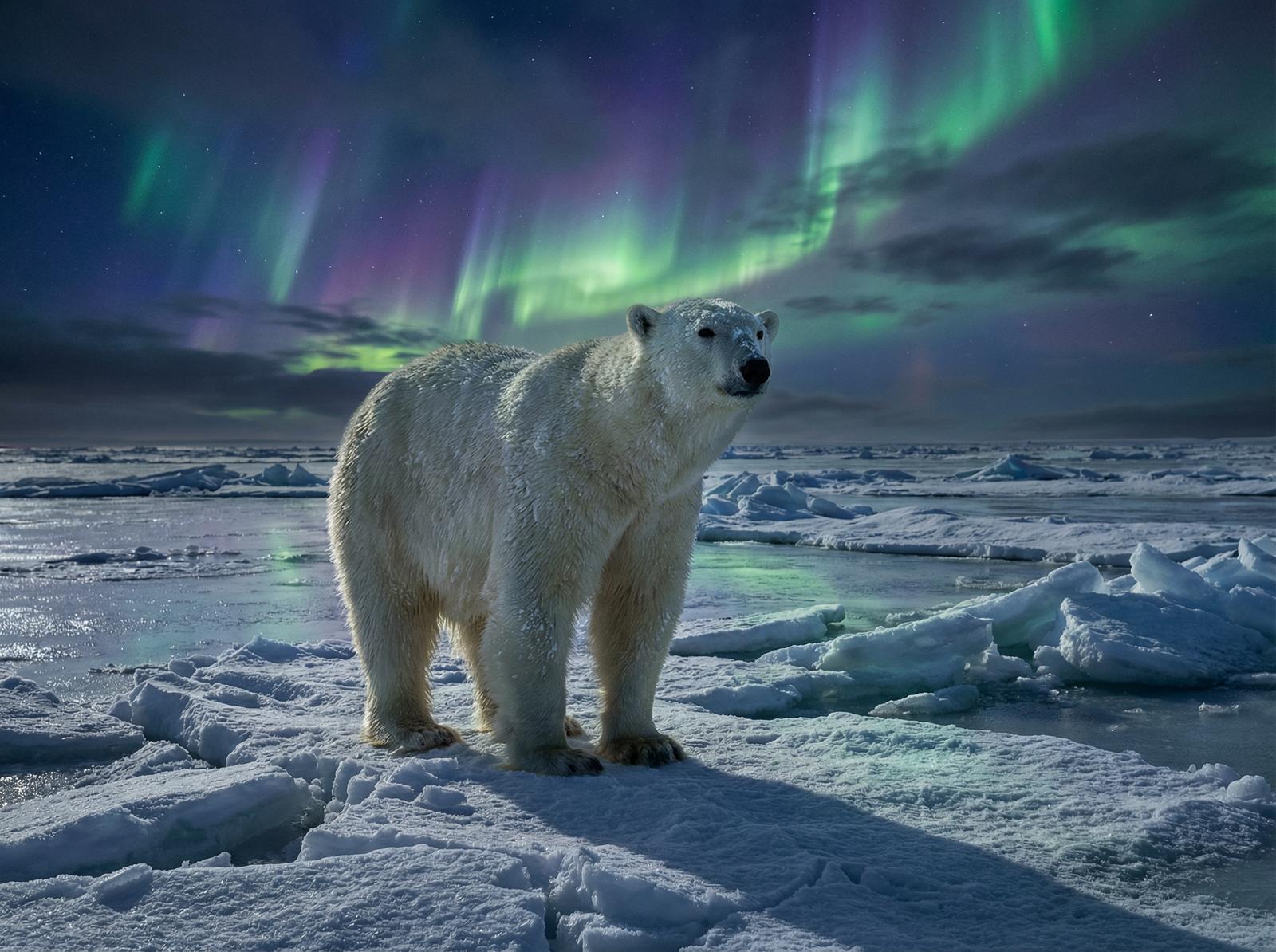 猎奇北极熊极光视频